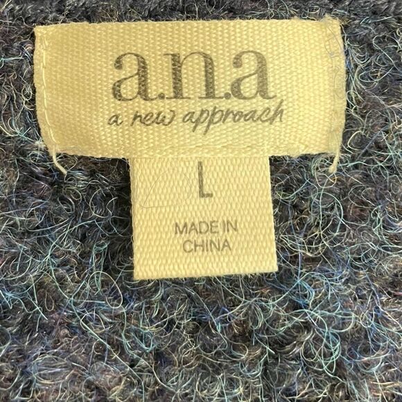 ANA Heathered Blue‎ Boxy Fit Cropped Sweater Size L NEW Crewneck Long Sleeves - Picture 10 of 10